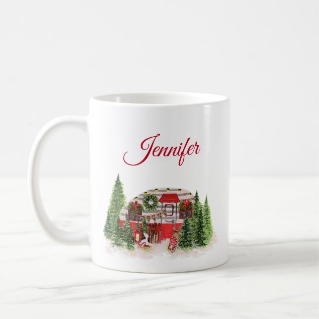 Taza De Café Navidades Trailer Camper Outdoorsy Tema (Izquierda)
