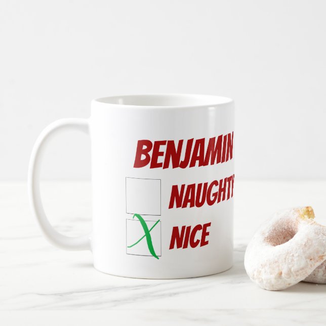Taza De Café Navidades traviesos o bonitos personalizados (Con donut)