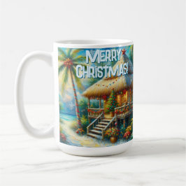 Taza De Café Navidades Tropical Hut Palm Tree Beach Lights