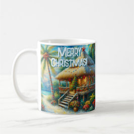 Taza De Café Navidades Tropical Hut Palm Tree Beach Lights