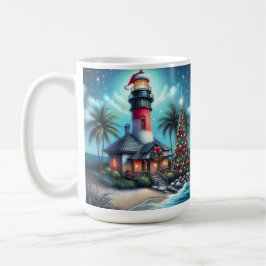 Taza De Café Navidades tropicales caprichosos faro rojo Verde a