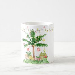 Taza De Café Navidades tropicales iluminan la acuarela singulos