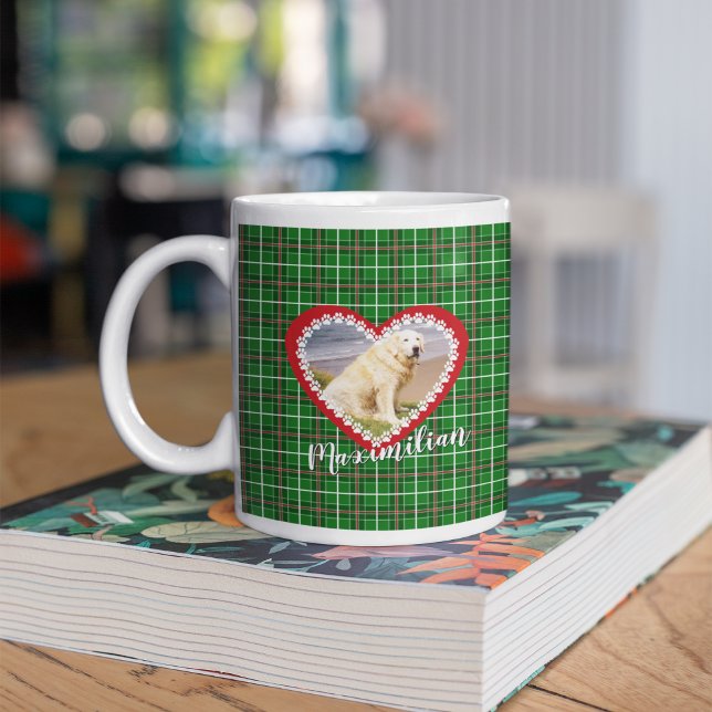Taza De Café Navidades tu foto mascota verde rojo (Subido por el creador)
