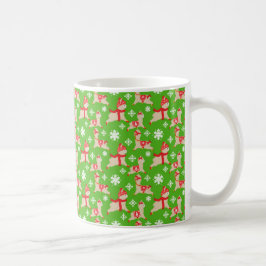 TAZA DE CAFÉ NAVIDADES VACACIONES EN ROJO Y VERDE ALPACAS