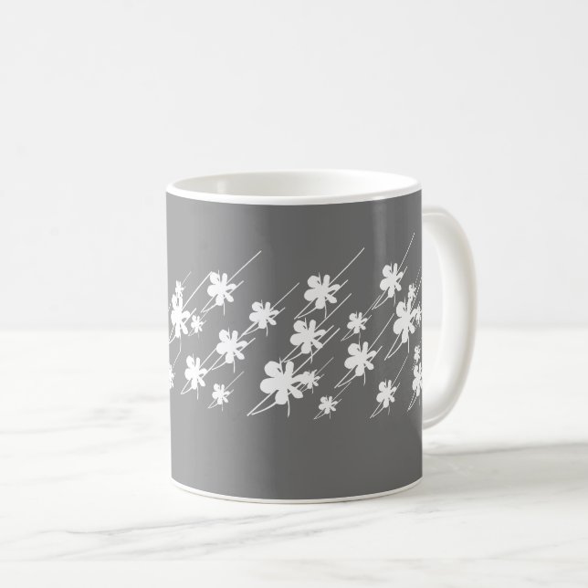 Taza De Café Navidades Vacaciones Patrón de copos de nieve gris (Anverso derecho)