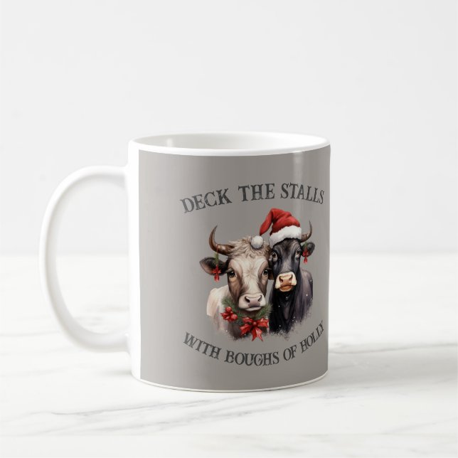 Taza De Café Navidades Vacas Agricultoras Rústica País (Izquierda)