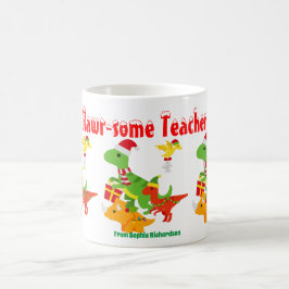 Taza De Café Navidades Valoran a los niños dinosaurios