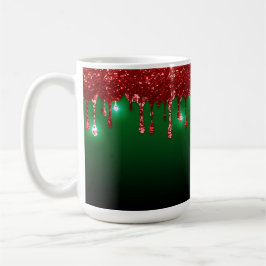 TAZA DE CAFÉ NAVIDADES VERDES CON PATRÓN DRIP DE VACACIONES ROJ