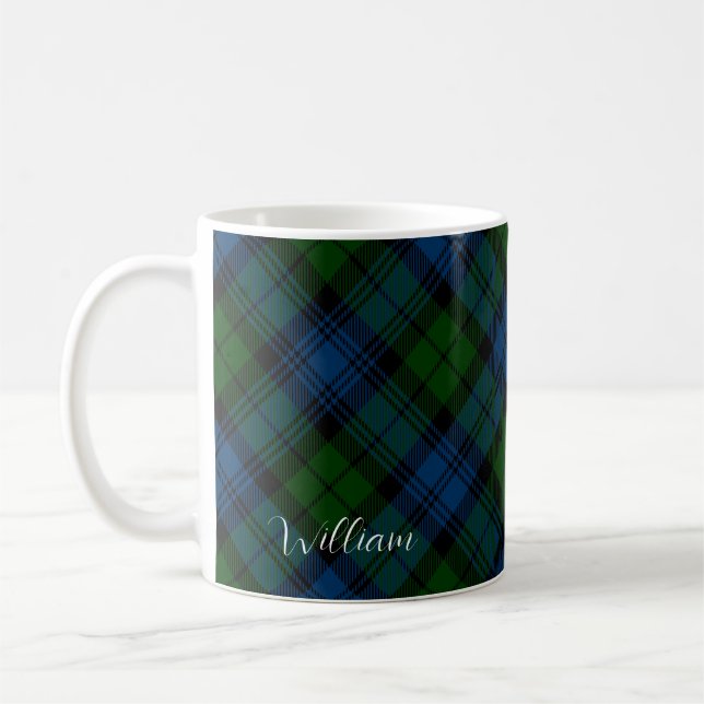 Taza De Café Navidades verdes de Plaid Holiday Personalizado ru (Izquierda)