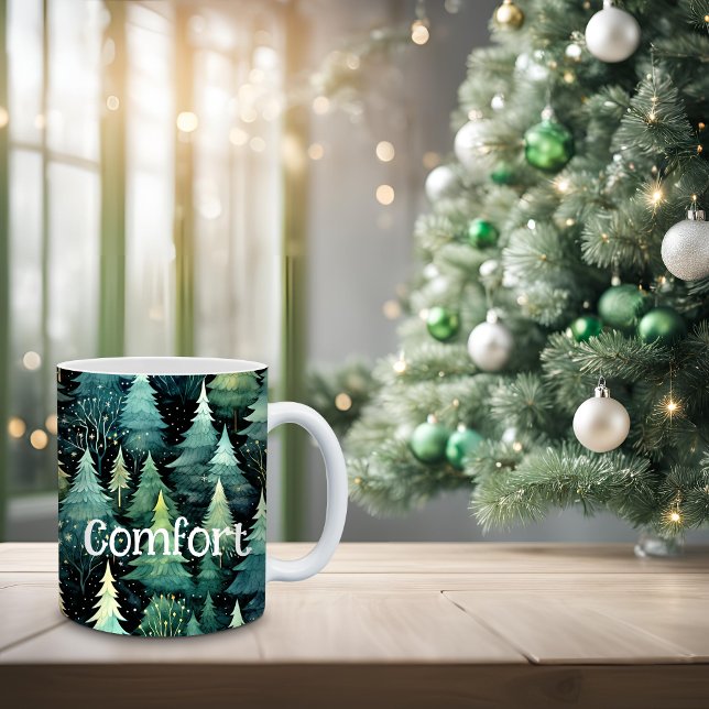 Taza De Café Navidades verdes de Woodland (Rustic Woodland Mug)