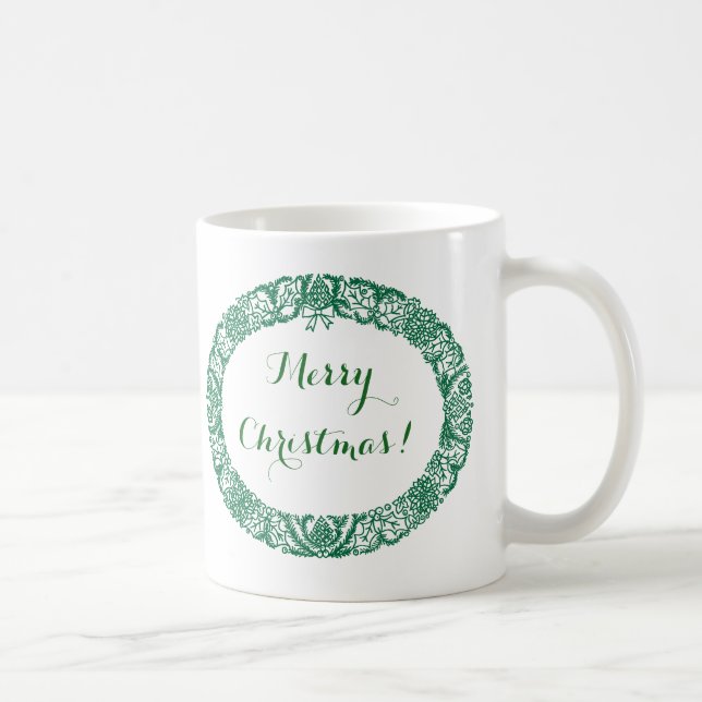 Taza De Café Navidades verdes forestales escriben al Personaliz (Derecha)
