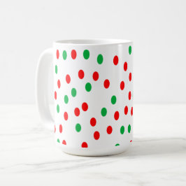 Taza De Café Navidades verdes y rojos con puntos de polka