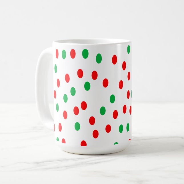 Taza De Café Navidades verdes y rojos con puntos de polka (Anverso izquierdo)