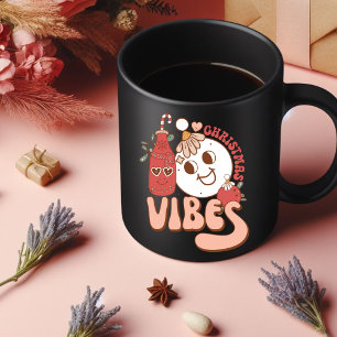 Taza De Café Navidades Vibes Bebiendo Café Mug