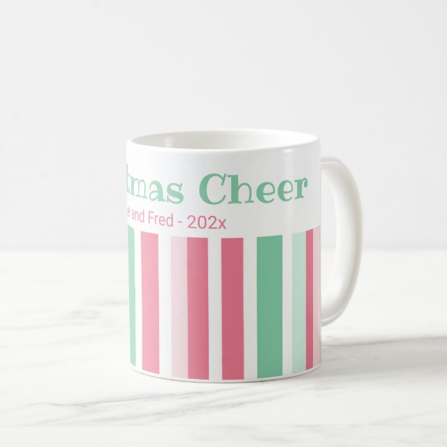 Taza De Café Navidades vitorean franjas de tinta rosa (Anverso derecho)