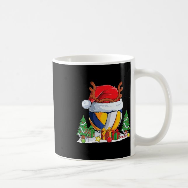 Taza De Café Navidades Voleibol Santa Hat Árbol de renos Navida (Derecha)