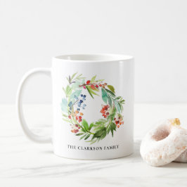 Taza De Café Navidades Watercolor Winterberry Holly y Juniper