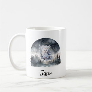 Taza De Café Navidades Winter Mountain Adventure Owl Art