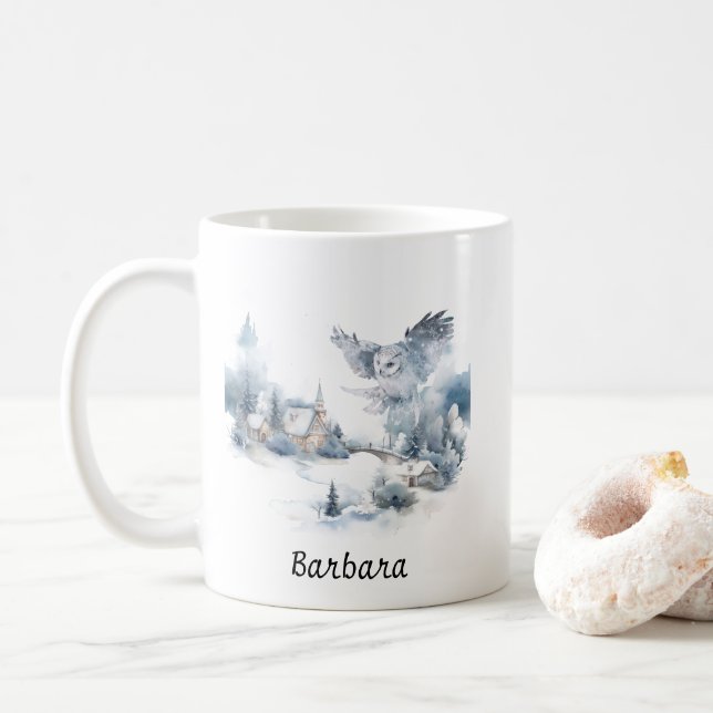 Taza De Café Navidades Winter Mountain Adventure Wolf (Con donut)
