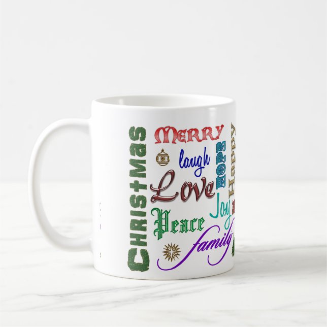 Taza De Café Navidades Word Art (Izquierda)