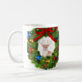 Taza De Café Navidades Wreath Deer