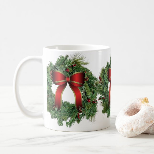Taza De Café Navidades Wreath Holiday Home Ceramic (Con donut)