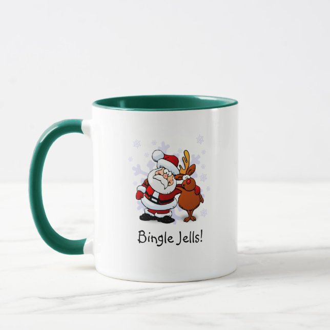 Taza de café navideña Bingle Jells Santa & Rudolph (Izquierda)