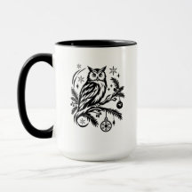 Taza de café navideña búho festivo