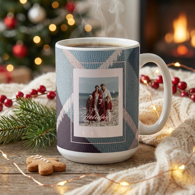 Taza de café navideña con foto de cuadros rústicos (Subido por el creador)
