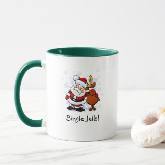 Taza de café navideña de Santa y Rudolph Bingle Je