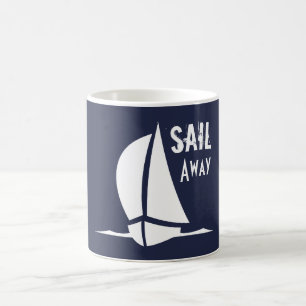 Taza De Café Navío de velero y blanco