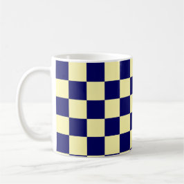 Taza De Café Navy Blue and Yellow Checkerboard Pattern