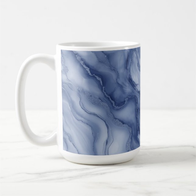 Taza De Café Navy- Blue Organic Marble-Like Texture (Izquierda)