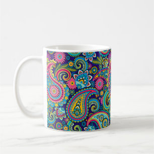 Taza De Café Navy Blue Paisley