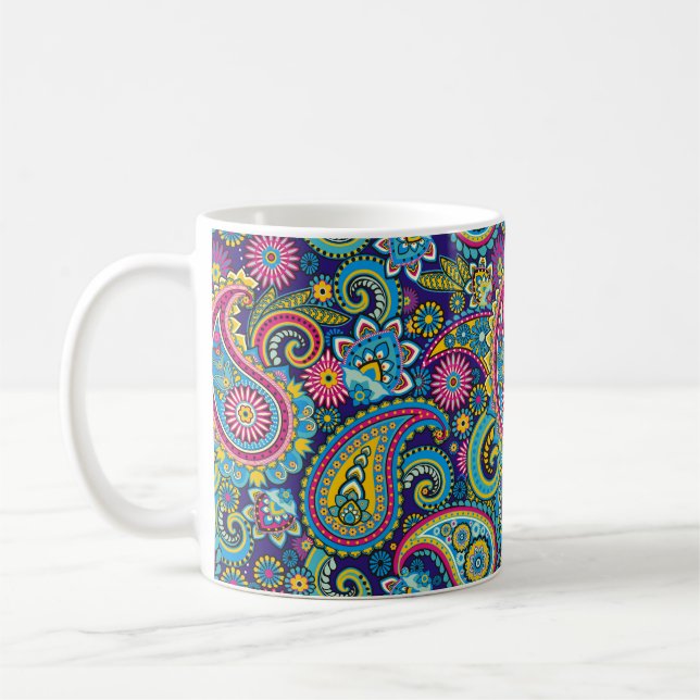Taza De Café Navy Blue Paisley (Izquierda)