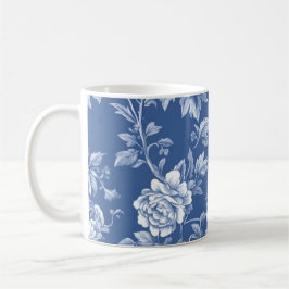 Taza De Café Navy Blue Toile 