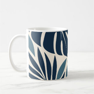 Taza De Café Navy Blue Tropical Leaf Silhouette