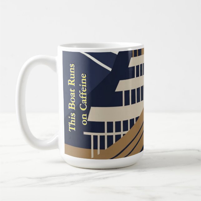 Taza De Café Navy Gold Geometric Maritime Ocean Liner Art Deco (Izquierda)
