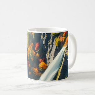 Taza De Café Navy Moderno y Pico de Montaña Abstracto de Oro –
