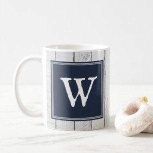 Taza De Café Navy Rustic Monogram Mug
