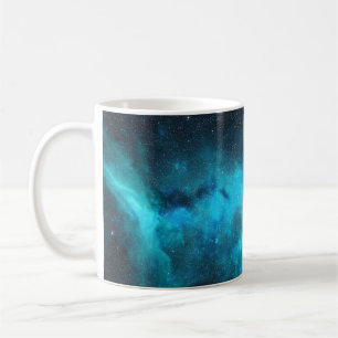 Taza De Café Nebulosa de origen, luz azul, astronomía.