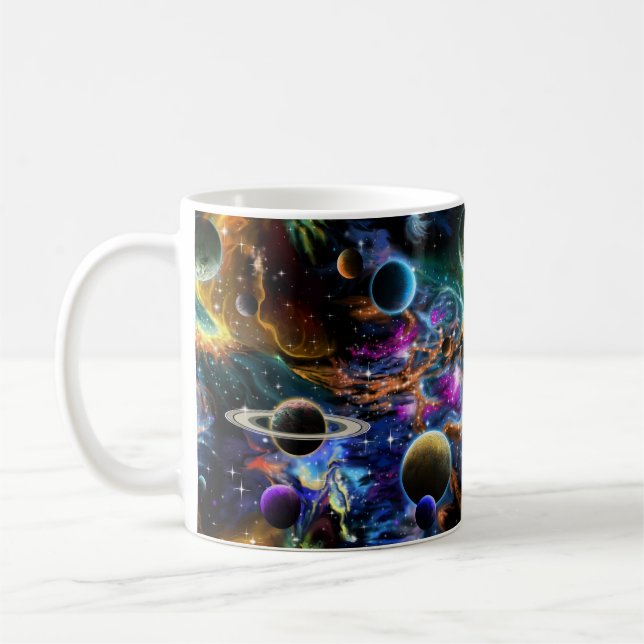 Taza De Café Nebulosa espacial y planetas (Izquierda)