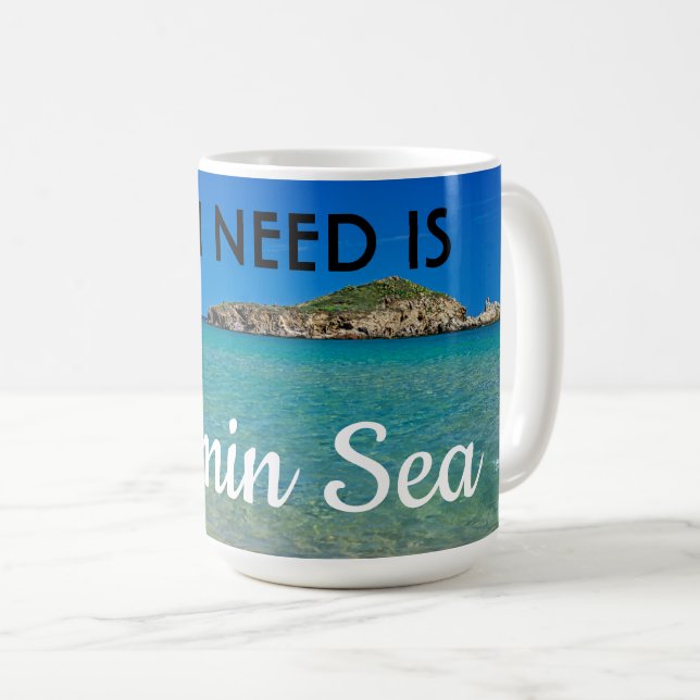 Taza De Café Necesito agua turquesa del mar de Vitamina playa i (Anverso derecho)