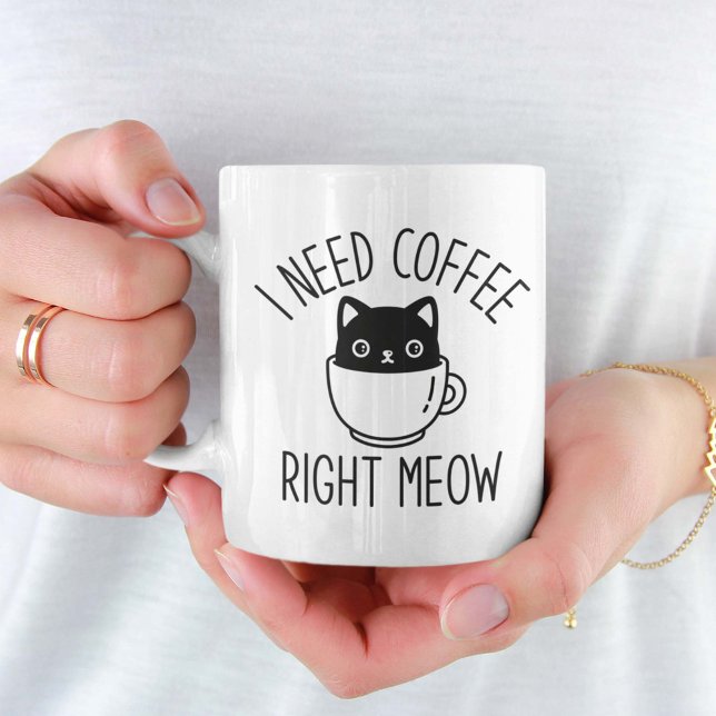 Taza De Café Necesito Café Bien (coffee cat mug)