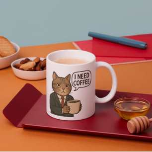 Taza De Café Necesito Café Cat Coffee Mug - Regalo Para Mujeres