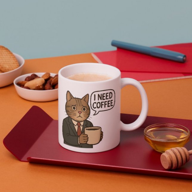 Taza De Café Necesito Café Cat Coffee Mug - Regalo Para Mujeres (Subido por el creador)