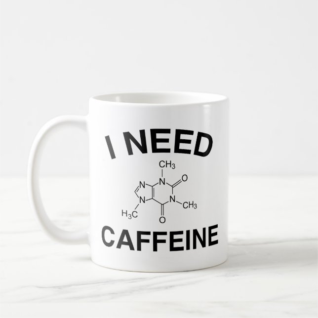 Taza De Café Necesito Cafeína Café Mug (Izquierda)