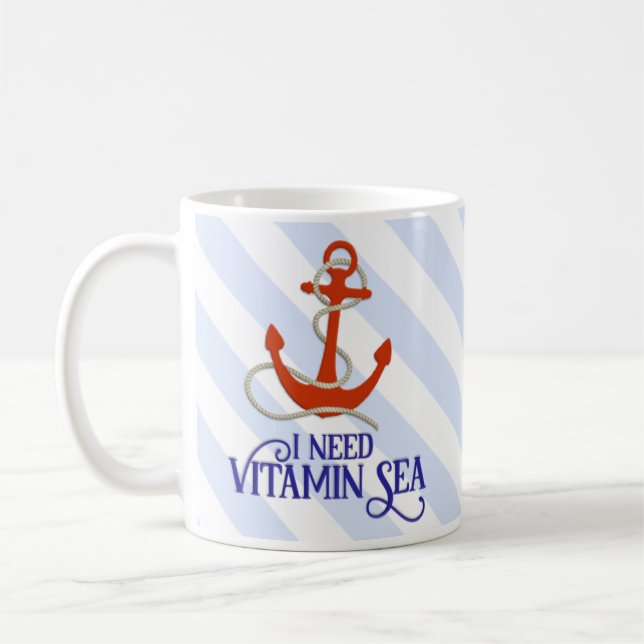 Taza De Café "Necesito el mar de la vitamina" Náutico-Temático (Izquierda)