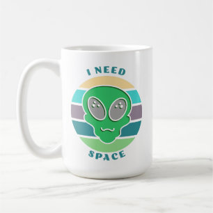 Taza De Café Necesito espacio   Divertido Vintage Alien Pun