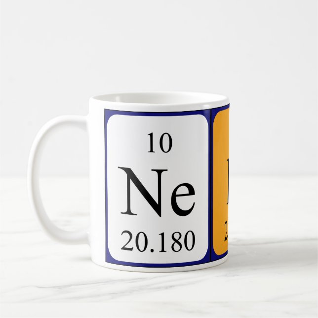 Taza De Café Nedra tabla periódica nombre mug (Izquierda)